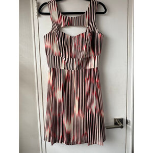 Guess LA Sweetheart Bodice Colorful Striped Ikat Dress Sz 10 Spring Chic NWT